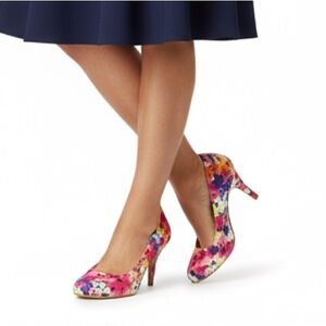 Madden Girl Pink and Blue Peep-Toe Heels size 9